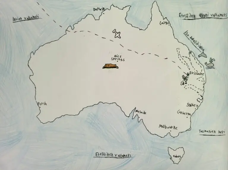 Piirretty Australian kartta